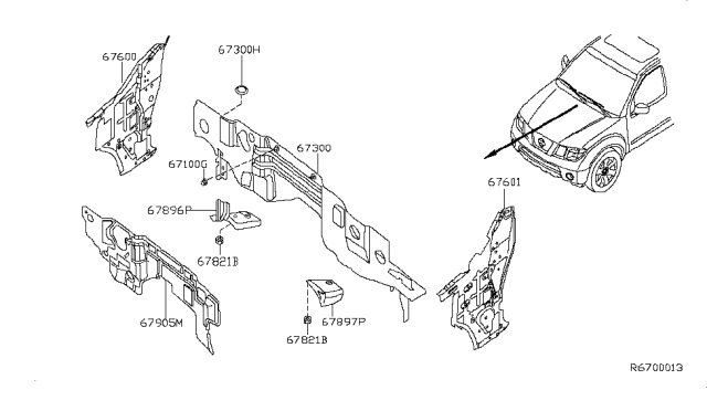2014 Nissan Xterra Dash Panel & Fitting Diagram