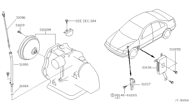 2003 Nissan Sentra Auto Transmission,Transaxle & Fitting Diagram 1