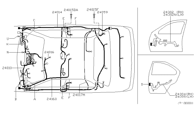 2003 Nissan Sentra Harness Assembly-Body Diagram for 24014-6Z601