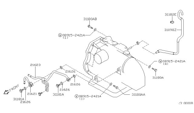 2002 Nissan Sentra Auto Transmission,Transaxle & Fitting Diagram 9