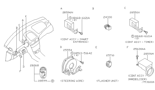 2000 Nissan Sentra Switch Assembly-Remote Diagram for 28268-4Z300