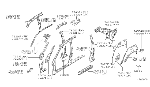 2002 Nissan Sentra Body Side Panel Diagram