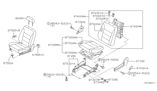 2005 Nissan Sentra Cushion Assy-Front Seat Diagram for 87350-6Z400