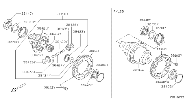 2002 Nissan Sentra Bearing-Differential Side Diagram for 31408-31X21