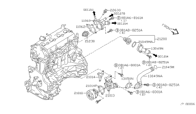 2003 Nissan Sentra Water Pump, Cooling Fan & Thermostat Diagram 2