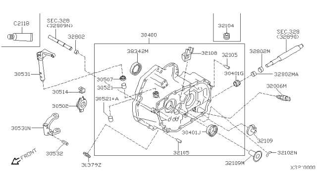 2002 Nissan Sentra Lever-Withdrawal Diagram for 30520-5M000