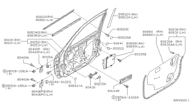 2003 Nissan Sentra Check Link Assembly-Front Door R Diagram for 80430-4Z000