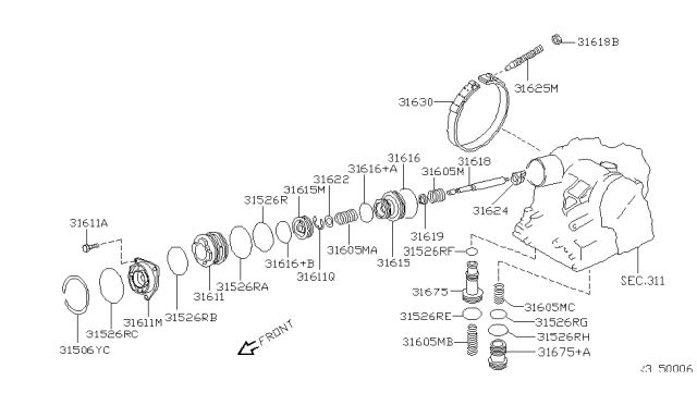 2004 Nissan Sentra Stem Piston Diagram for 31618-31X03