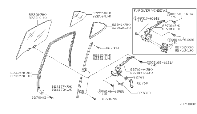 2001 Nissan Sentra Motor&Gear Regulator LH Diagram for 82731-5M000