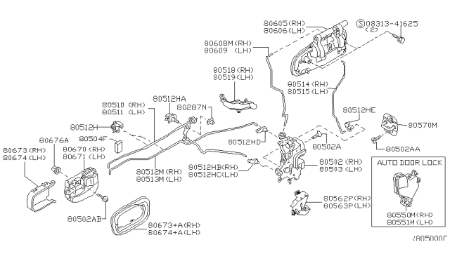 2006 Nissan Sentra Front Door Outside Handle Assembly, Right Diagram for 80606-ZG100