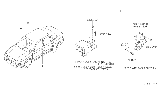 2002 Nissan Sentra Sensor-Side AIRBAG, LH Diagram for 98831-4Z025