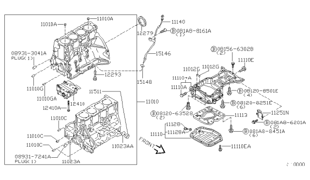 2002 Nissan Sentra Cylinder Block & Oil Pan Diagram 2