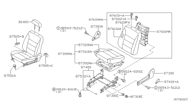 2001 Nissan Sentra Cushion Assembly Front Seat, L Diagram for 87350-5M010