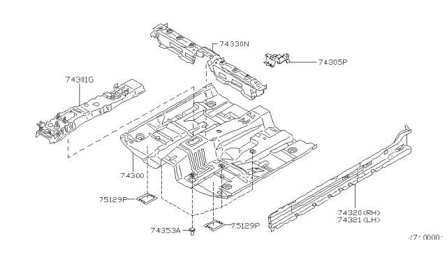 2001 Nissan Sentra SILL Inner LH Diagram for 76451-5M031