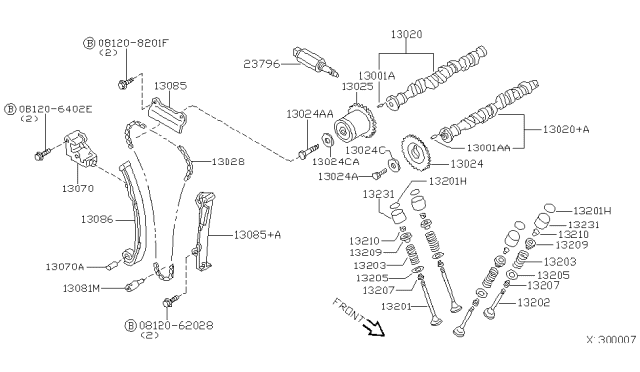 2003 Nissan Sentra Camshaft & Valve Mechanism Diagram 1