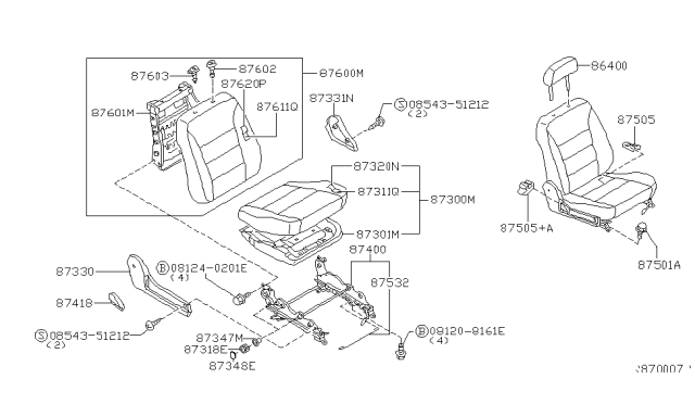 2004 Nissan Sentra Cushion Assy-Front Seat Diagram for 87300-6Z420
