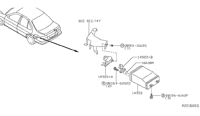 2002 Nissan Sentra Valve Control Diagram for 14935-5M001