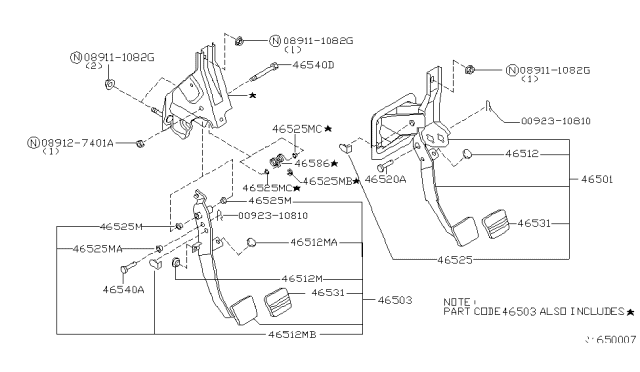 2004 Nissan Sentra Brake & Clutch Pedal Diagram 2