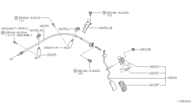 2000 Nissan Sentra Wire Assy-Accelerator Diagram for 18201-5M000