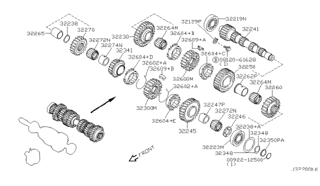 2005 Nissan Sentra Gear Assembly-3RD Diagram for 32215-6J000