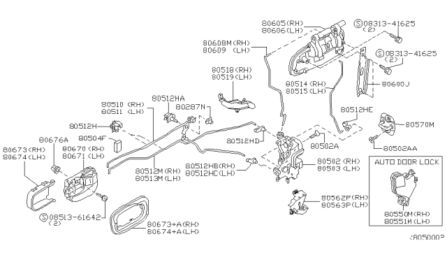 2000 Nissan Sentra Protector-Knob Rod,RH Diagram for 80518-5M000