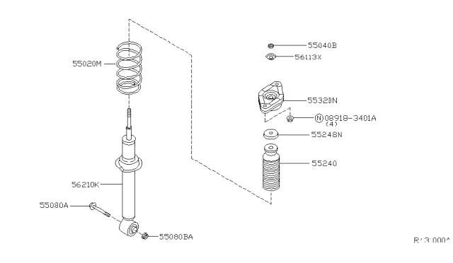 2004 Nissan Sentra ABSORBER Kit-Shock,Rear Diagram for 56210-4Z625