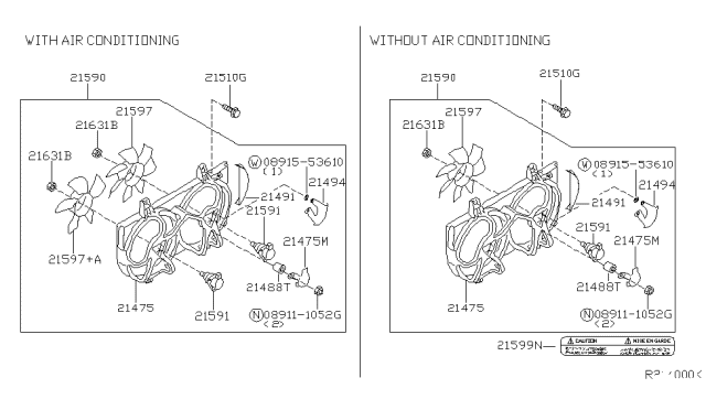 2002 Nissan Sentra Motor & Fan Assy-With Shroud Diagram for 21481-6M110