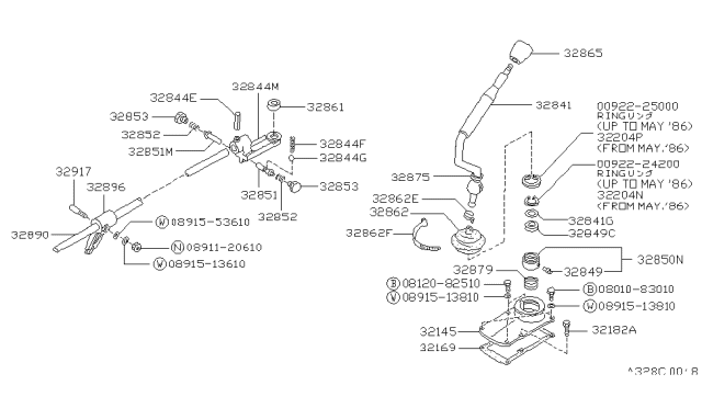 1989 Nissan Hardbody Pickup (D21) Transmission Shift Control Diagram 1
