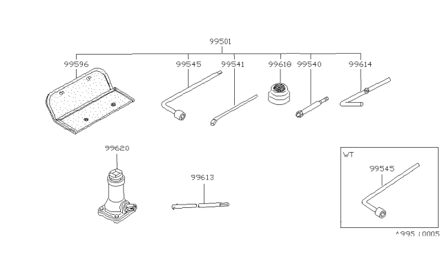 1993 Nissan Hardbody Pickup (D21) Tool Kit & Maintenance Manual Diagram 2