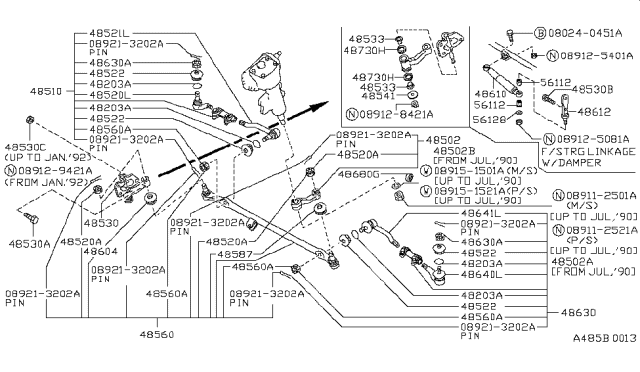 1989 Nissan Hardbody Pickup (D21) Steering Linkage Diagram 1