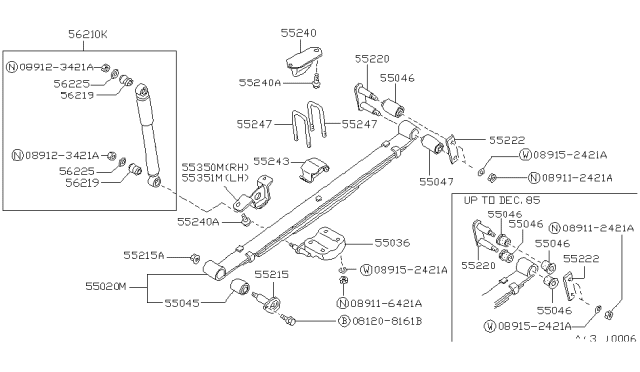 1989 Nissan Hardbody Pickup (D21) ABSORBER Shock Rear Diagram for 56210-10G28