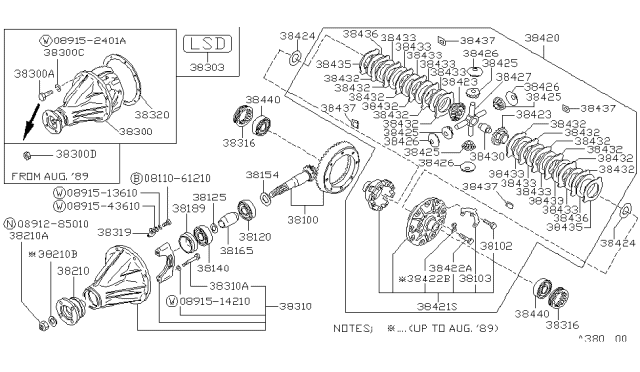 1989 Nissan Hardbody Pickup (D21) Bearing-PINION Diagram for 38140-61000