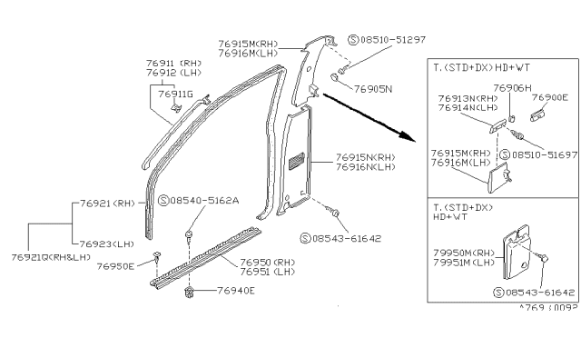 1993 Nissan Hardbody Pickup (D21) Escutcheon-Seat Belt,LH Diagram for 76973-55G00