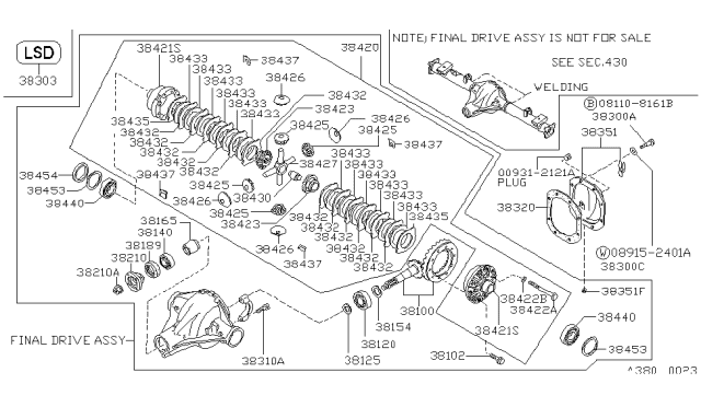 1992 Nissan Hardbody Pickup (D21) Shim-Adjust,Side Bearing Diagram for 38453-61201