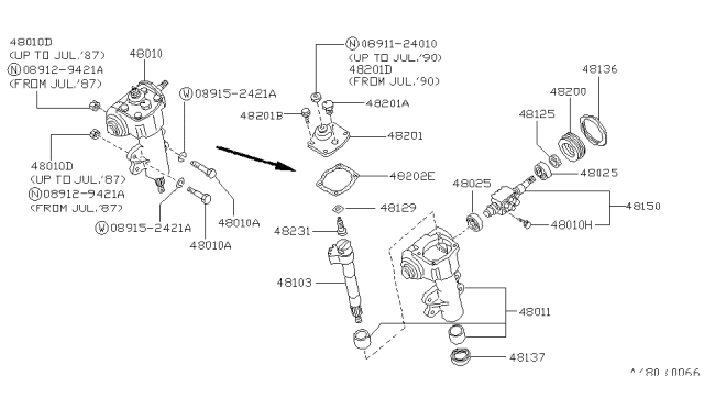 1986 Nissan Hardbody Pickup (D21) Manual Steering Gear Diagram