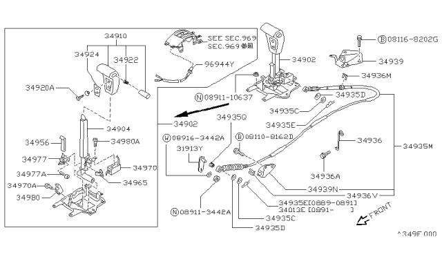1992 Nissan Hardbody Pickup (D21) Auto Transmission Control Device Diagram 4