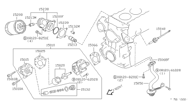 1991 Nissan Hardbody Pickup (D21) Lubricating System Diagram 1