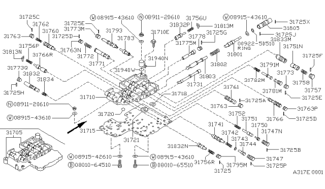 1989 Nissan Hardbody Pickup (D21) Spring-1ST & 2ND Shift Diagram for 31762-X7075