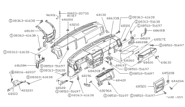 1990 Nissan Hardbody Pickup (D21) Bracket-Steering Column Diagram for 67122-21G00