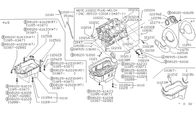 1988 Nissan Hardbody Pickup (D21) Gauge Oil Level Diagram for 11140-12G01