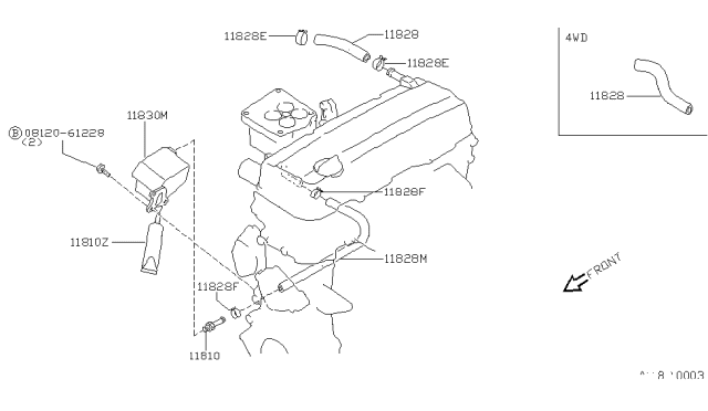 1990 Nissan Hardbody Pickup (D21) Crankcase Ventilation Diagram 1