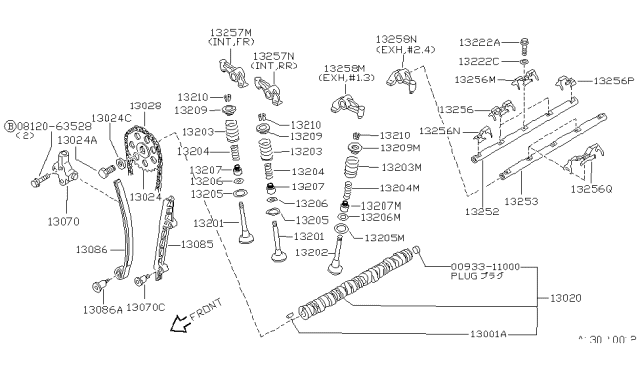 1991 Nissan Hardbody Pickup (D21) Rocker Valve Diagram for 13257-40F12