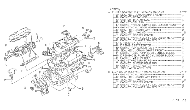 1986 Nissan Hardbody Pickup (D21) Engine Gasket Kit Diagram 1