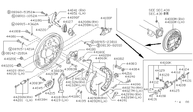 1989 Nissan Hardbody Pickup (D21) Rear Brake Diagram 3