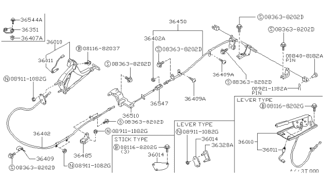 1993 Nissan Hardbody Pickup (D21) Pin Diagram for 00921-1182A