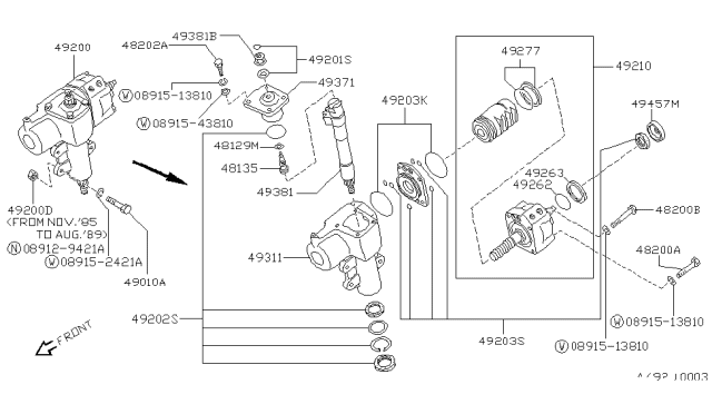 1994 Nissan Hardbody Pickup (D21) Power Steering Gear Diagram 3