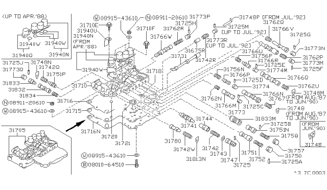 1987 Nissan Hardbody Pickup (D21) Control Valve Assembly Diagram for 31705-X8375
