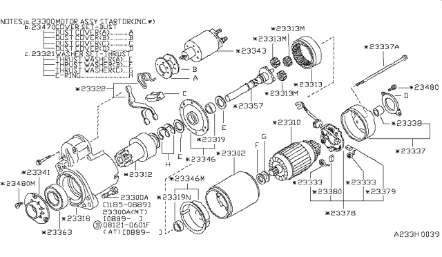 1986 Nissan Hardbody Pickup (D21) Starter Motor Diagram for 23300-07G00