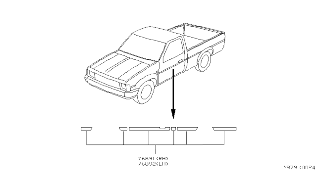 1988 Nissan Hardbody Pickup (D21) Strip Accent RH Diagram for K9038-01G67