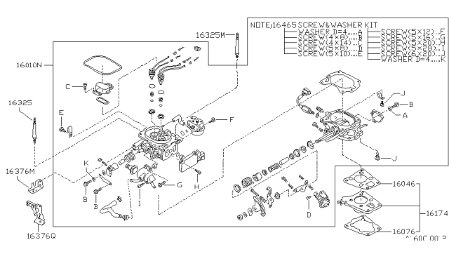 1987 Nissan Hardbody Pickup (D21) Throttle Body Diagram for 16010-12G05